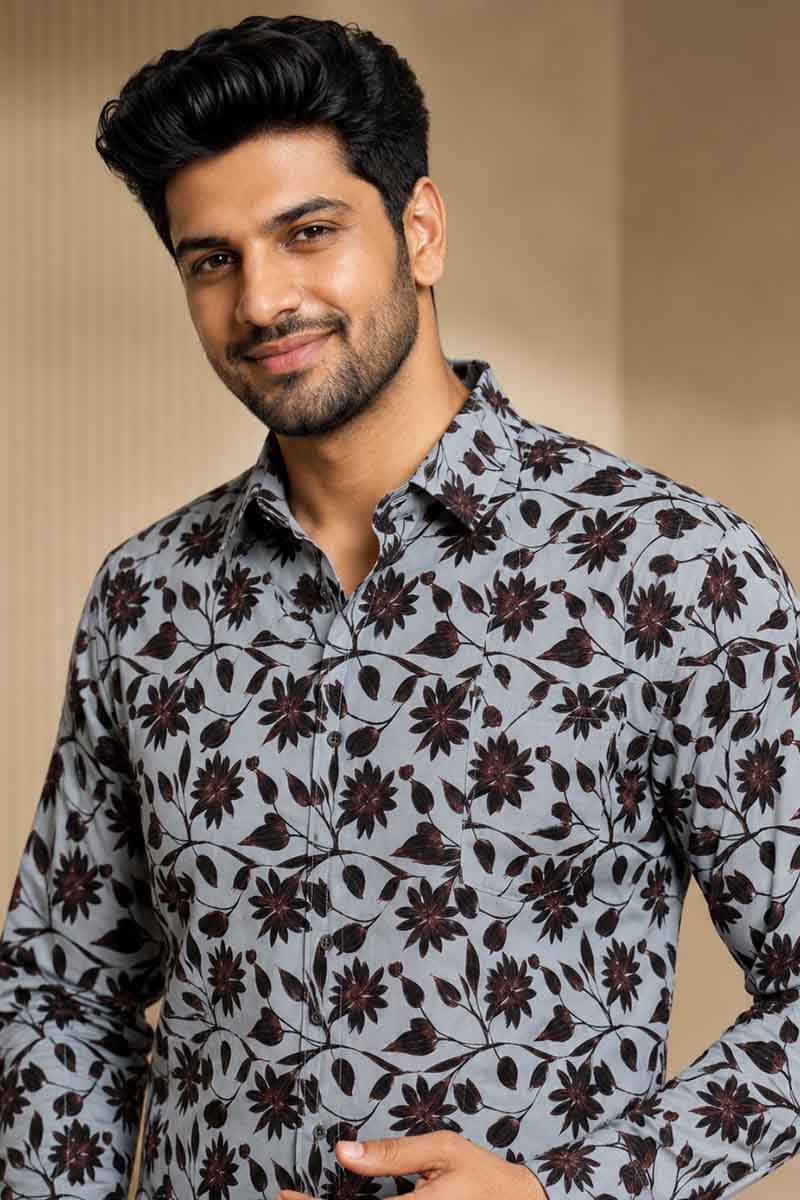 Ivory Brown Abstract Shirt - D-Brown