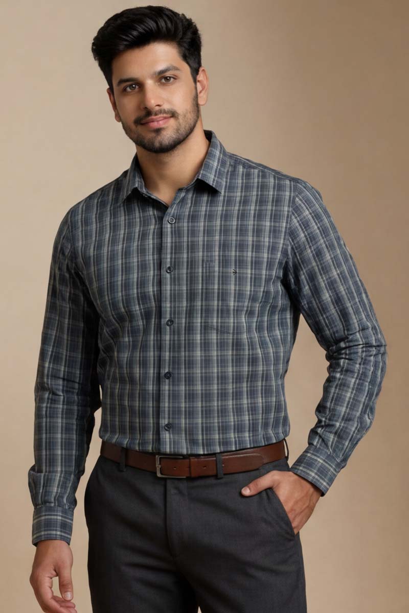 Royal Blue Check Classic Shirt - Blue - 2