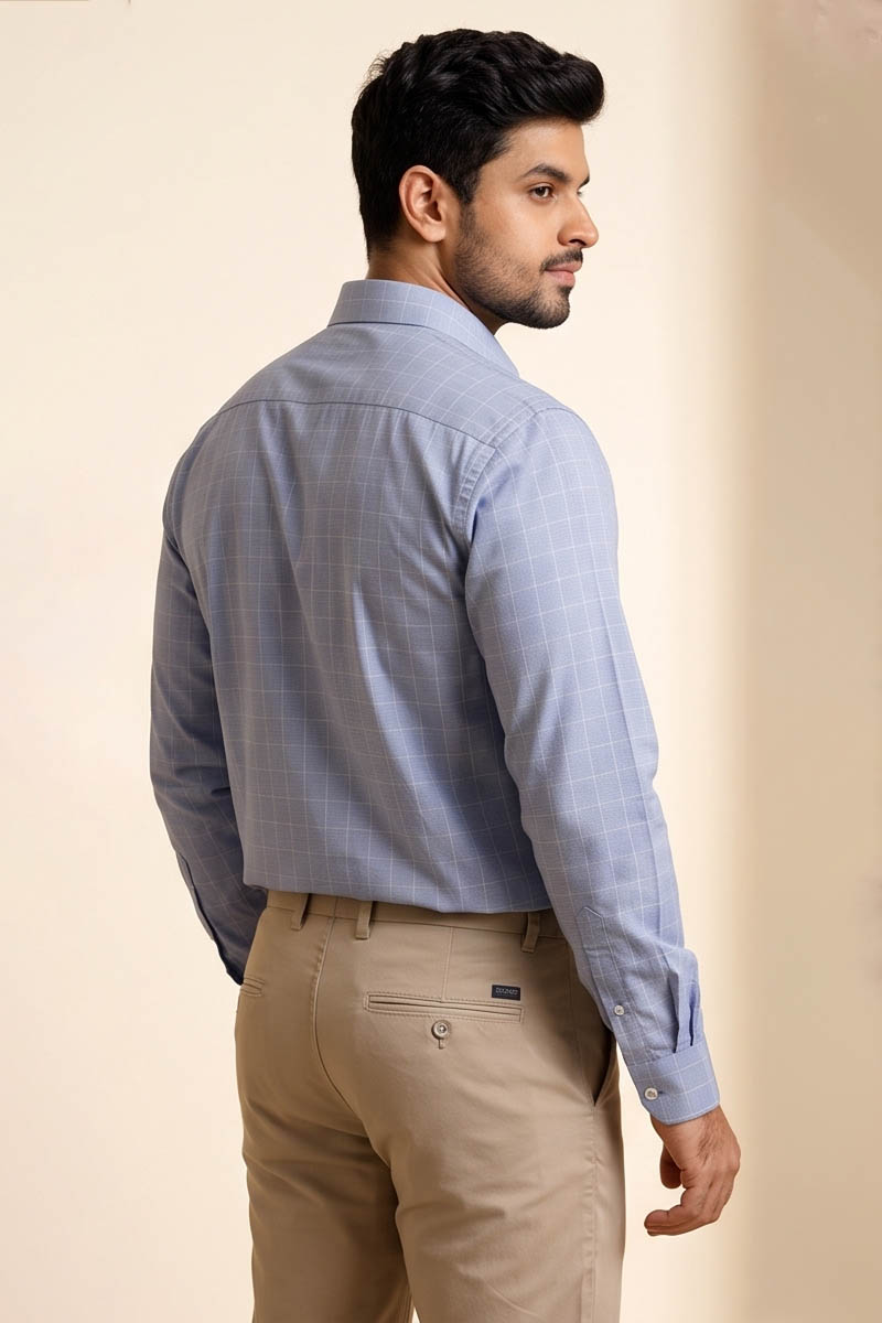 Classic Check Formal Shirt - Light Blue - 6