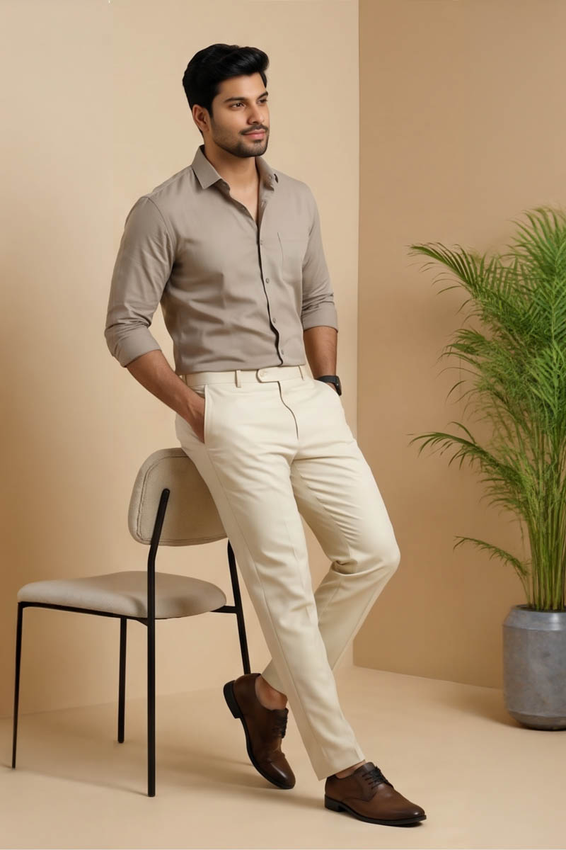 Classic Cream Office Pants - Cream - 2