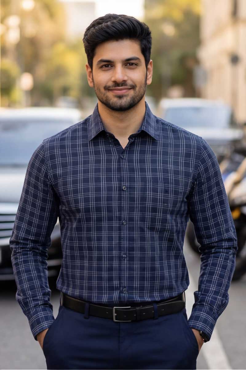 Global Check Series Shirt – Blue - 2