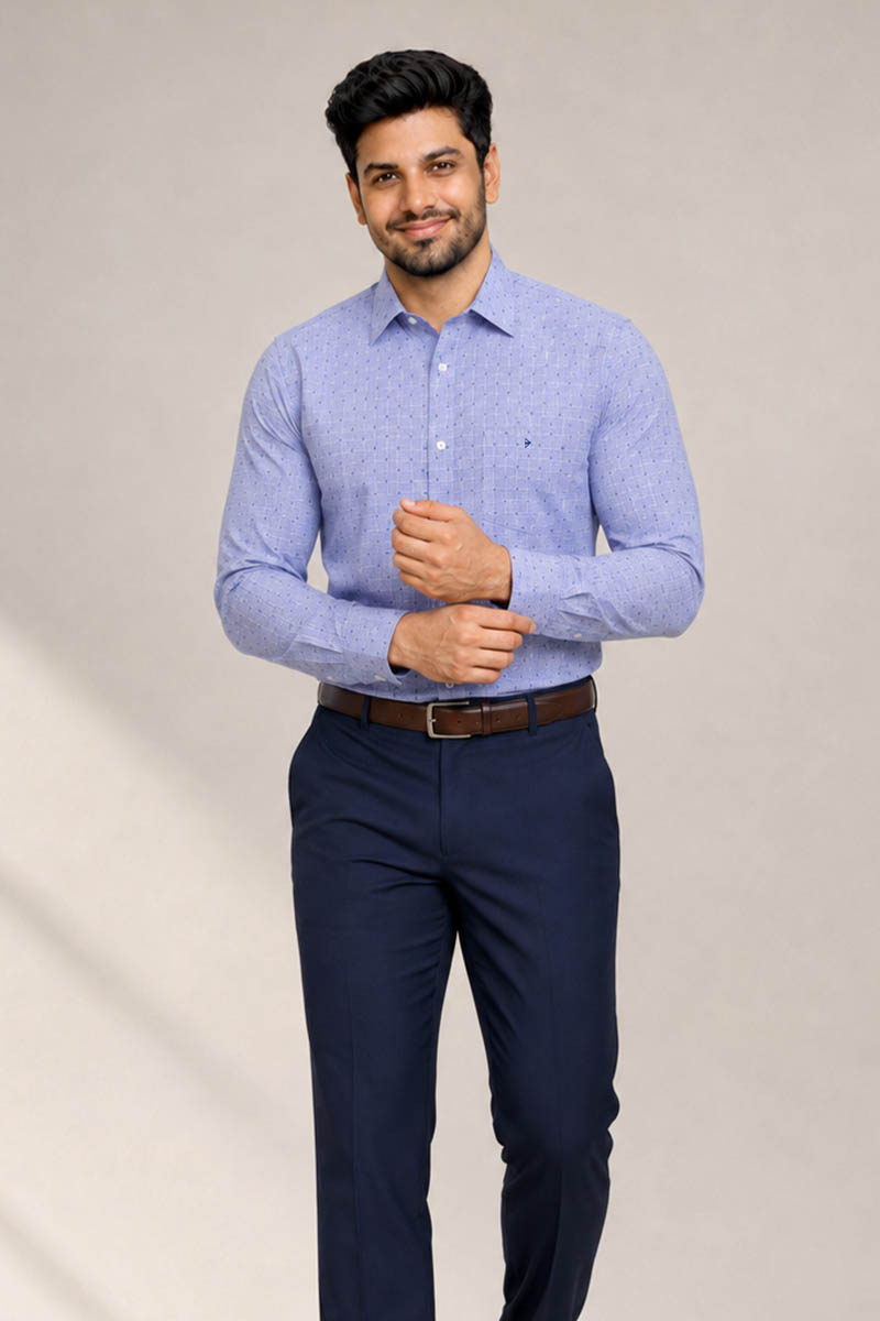 Men’s Blue Signature Print Shirt - Blue