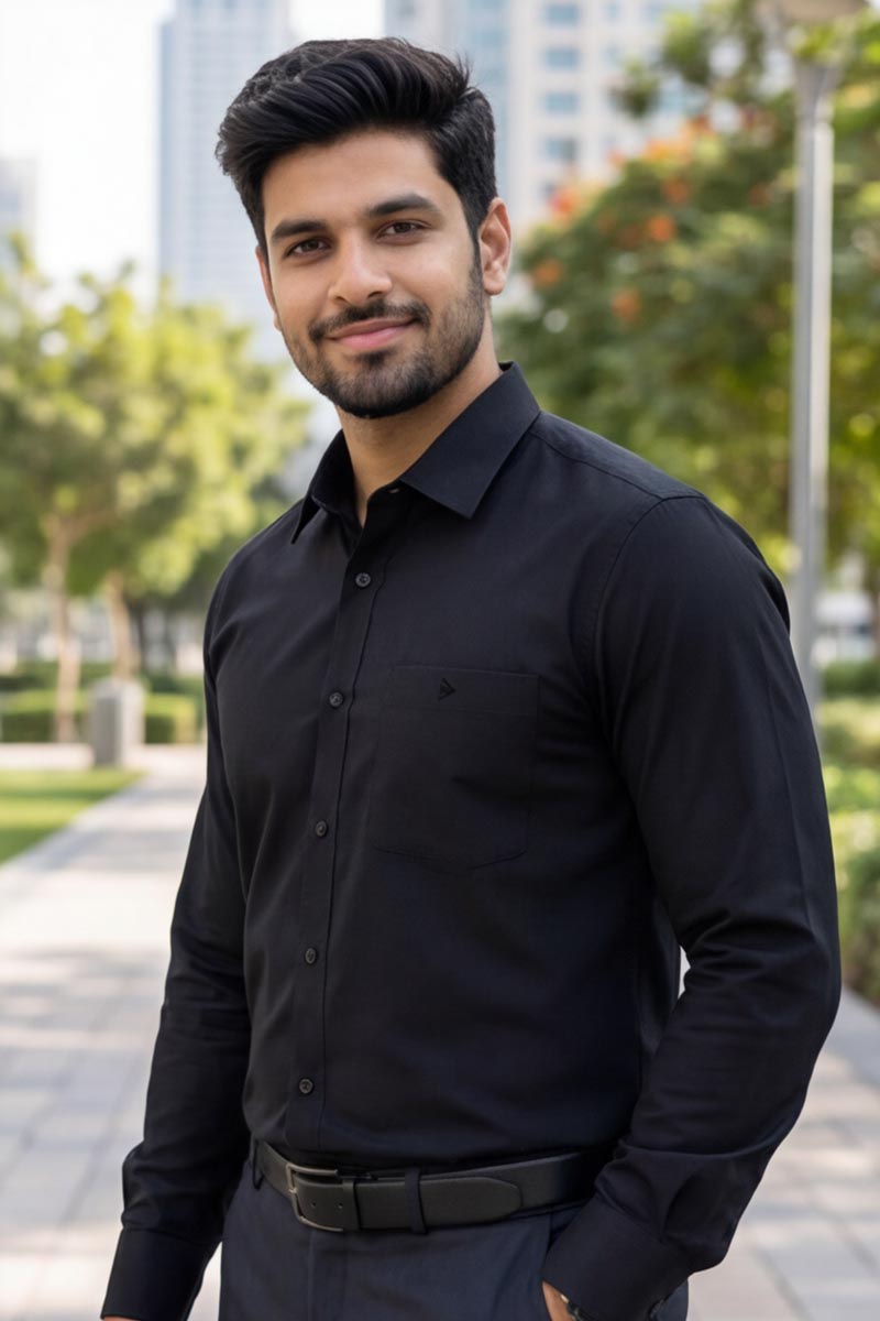 Classic Elite Formal Shirt – Black (Slim Fit, Full Sleeve) - 2
