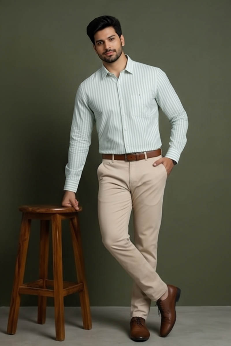 Men’s Classic Light Green Shirt - L-Green - 2