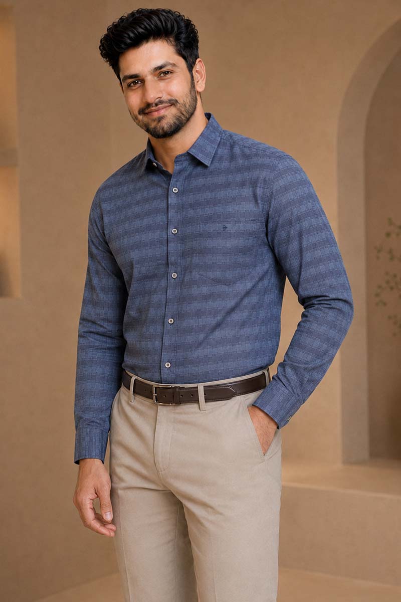 Charcoal Royale – Textured Formal Shirt -Grey - 4
