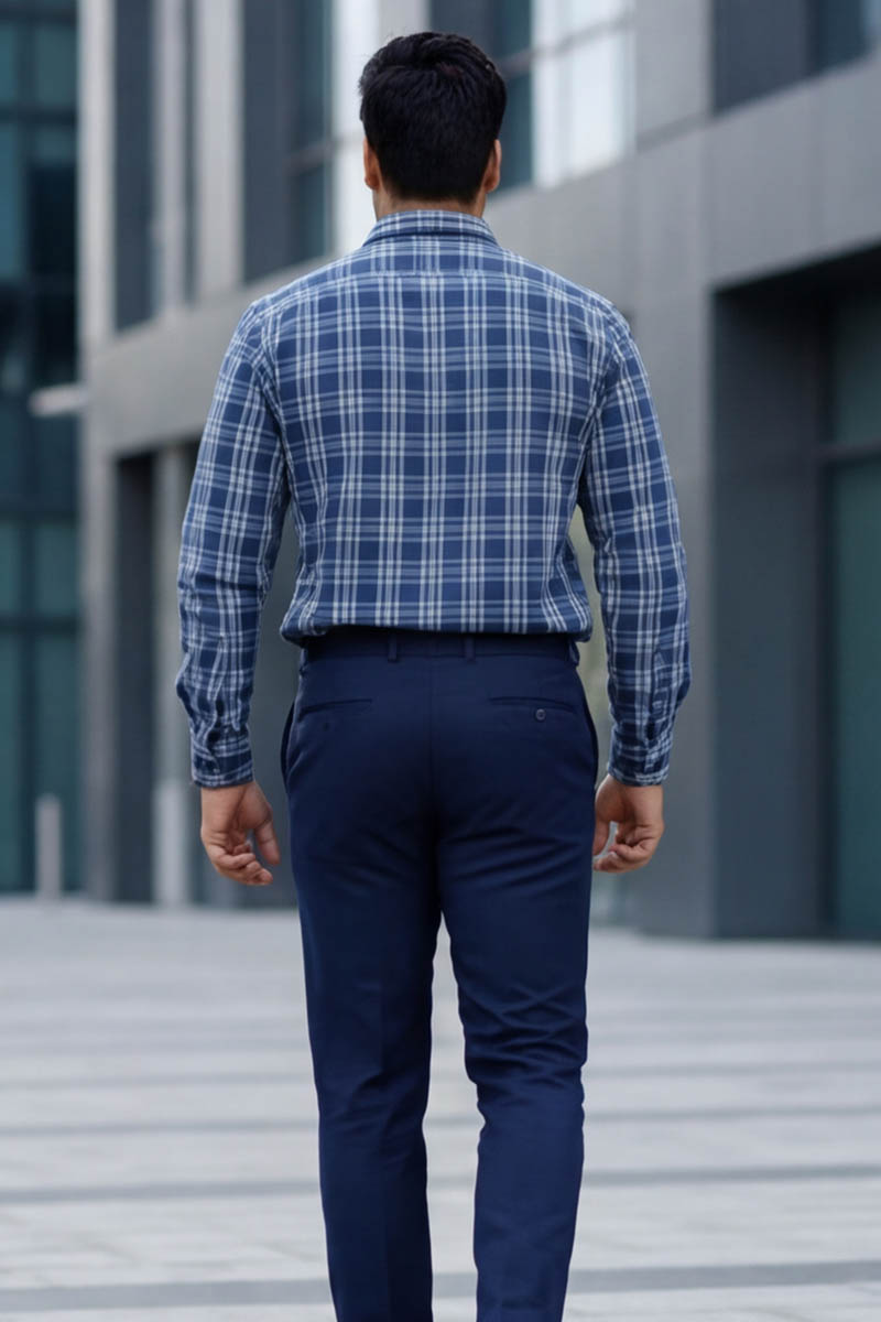 Signature Check Formal Shirt - BLUE - 6