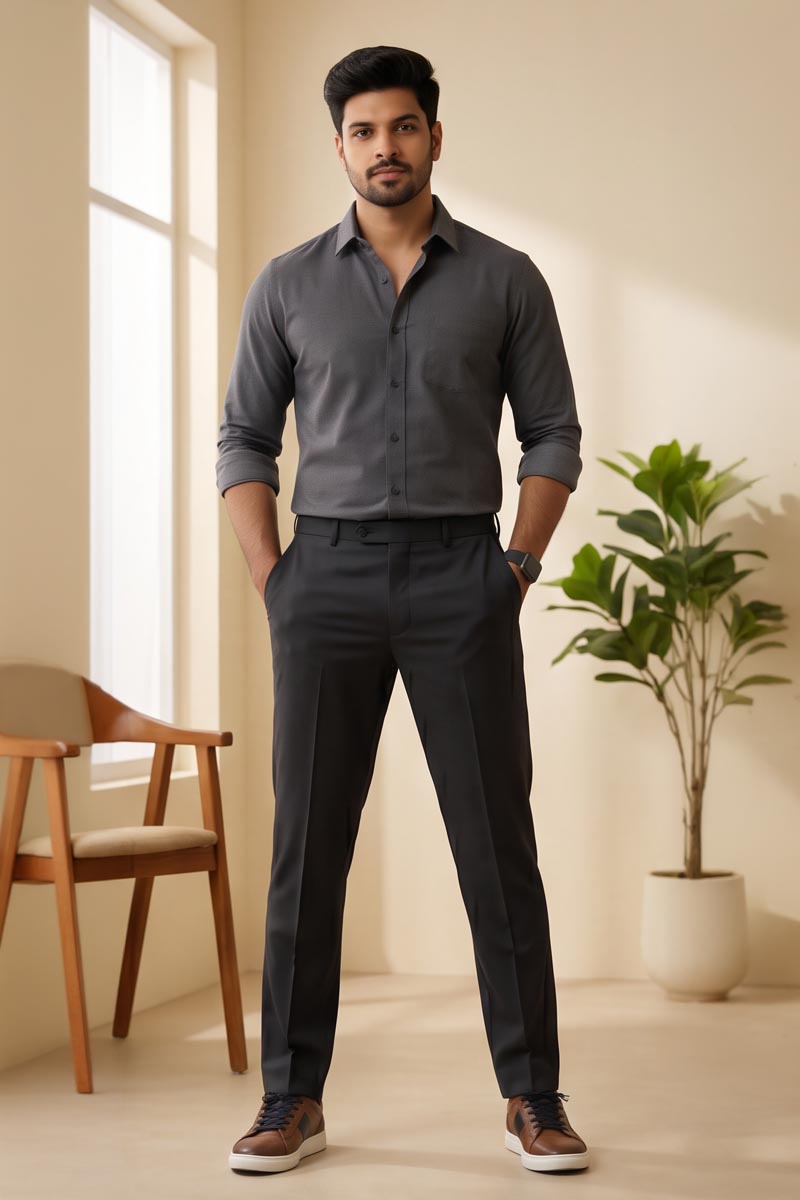 Titan Grey Formal Pants -D-GREY - 3