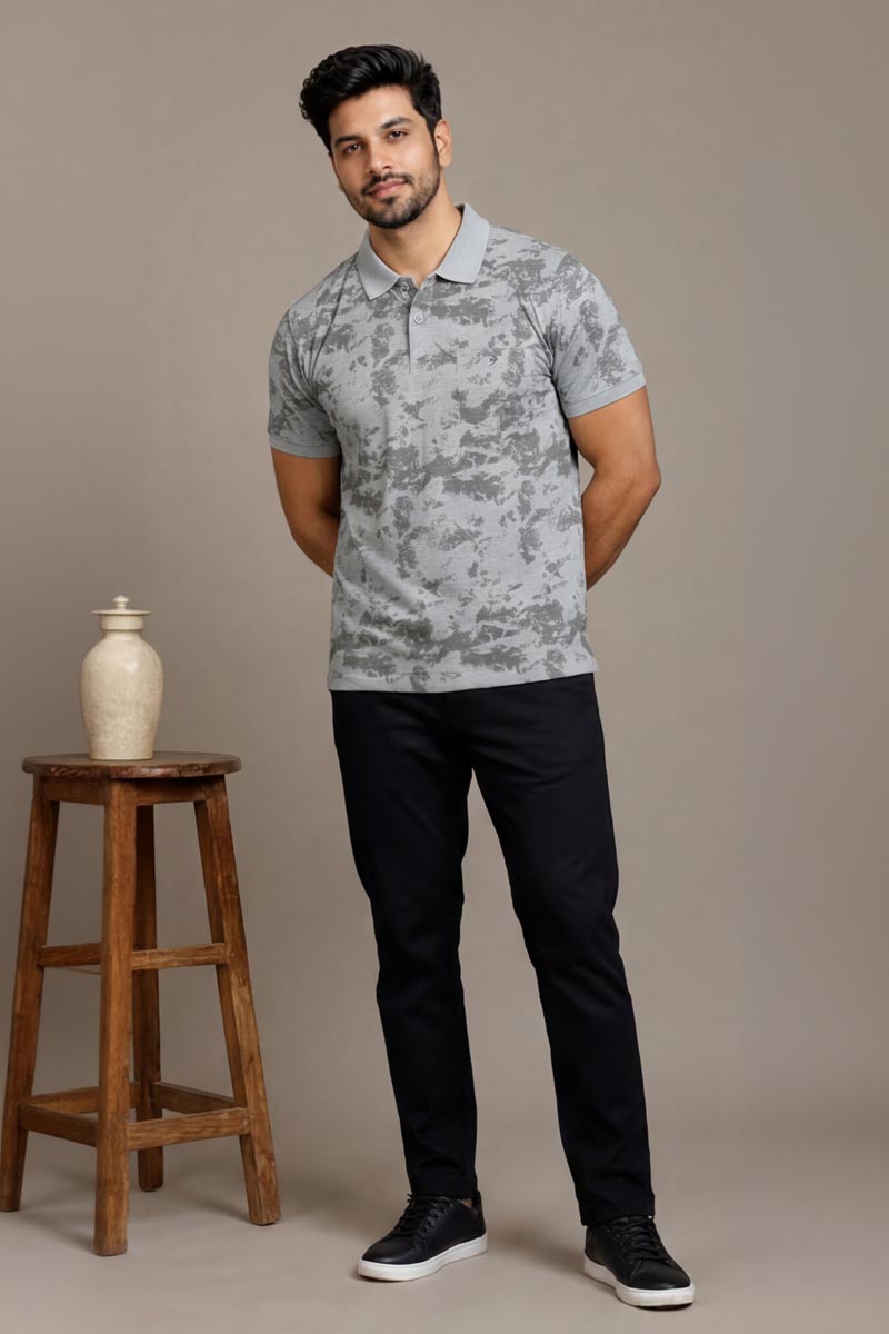 Frost Grey Printed  T-Shirt - L-Grey - 2