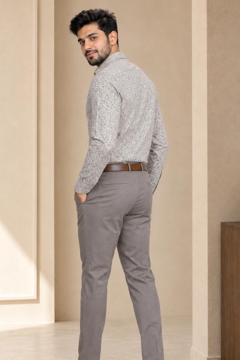 Grey Printed Casual Shirt - L-Onion - 6