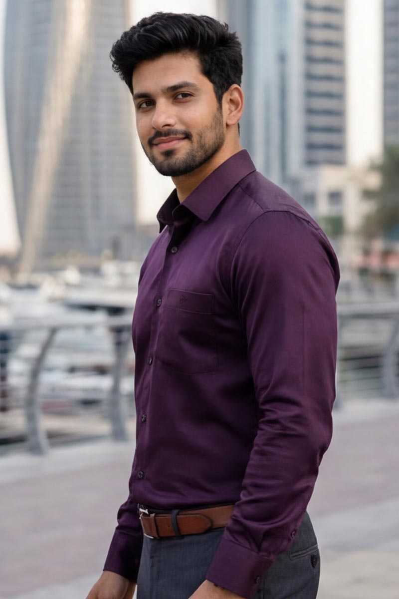 SmartEase Semi-Formal Shirt – Wine - 2