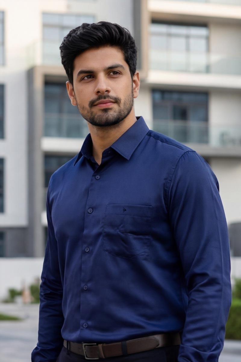 SmartEase Semi-Formal Shirt – Navy Blue - 2