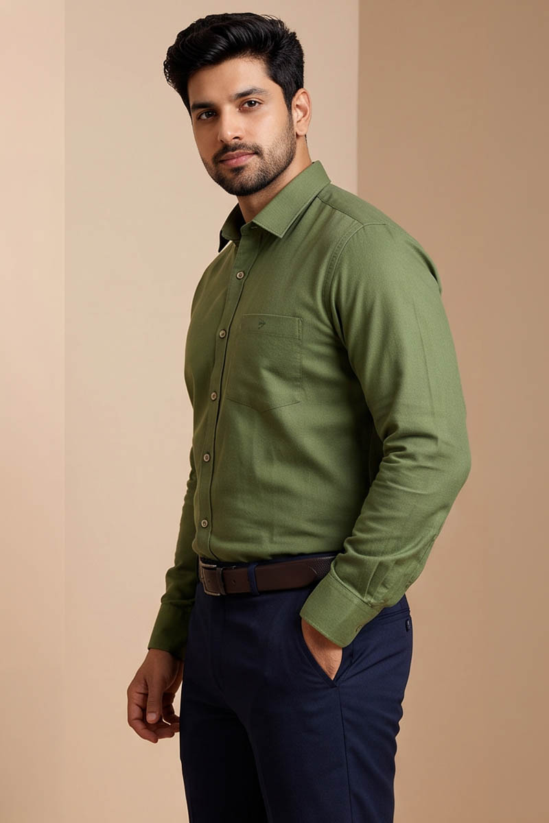 Classic Green Formal Shirt -Green - 2