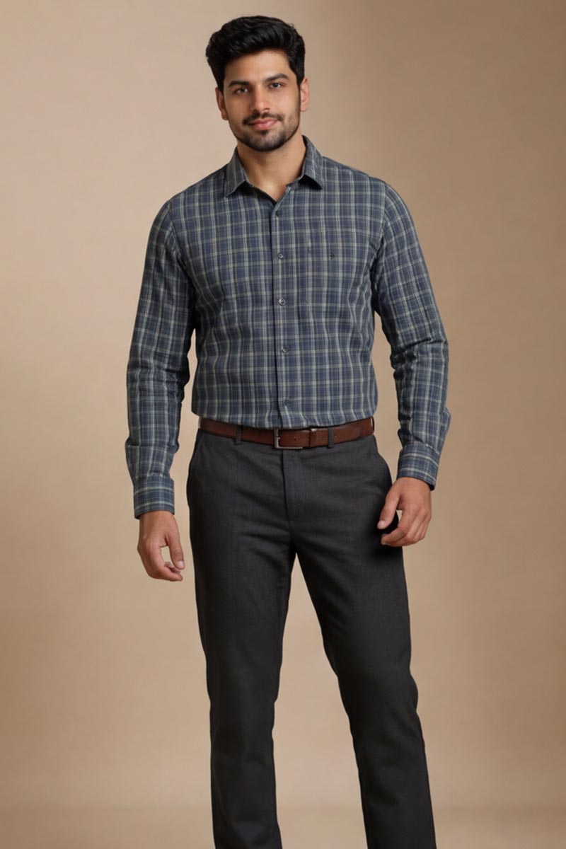 Royal Blue Check Classic Shirt - Blue