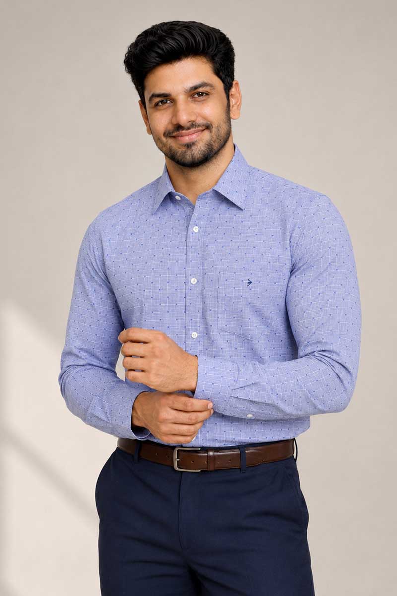 Men’s Blue Signature Print Shirt - Blue - 4
