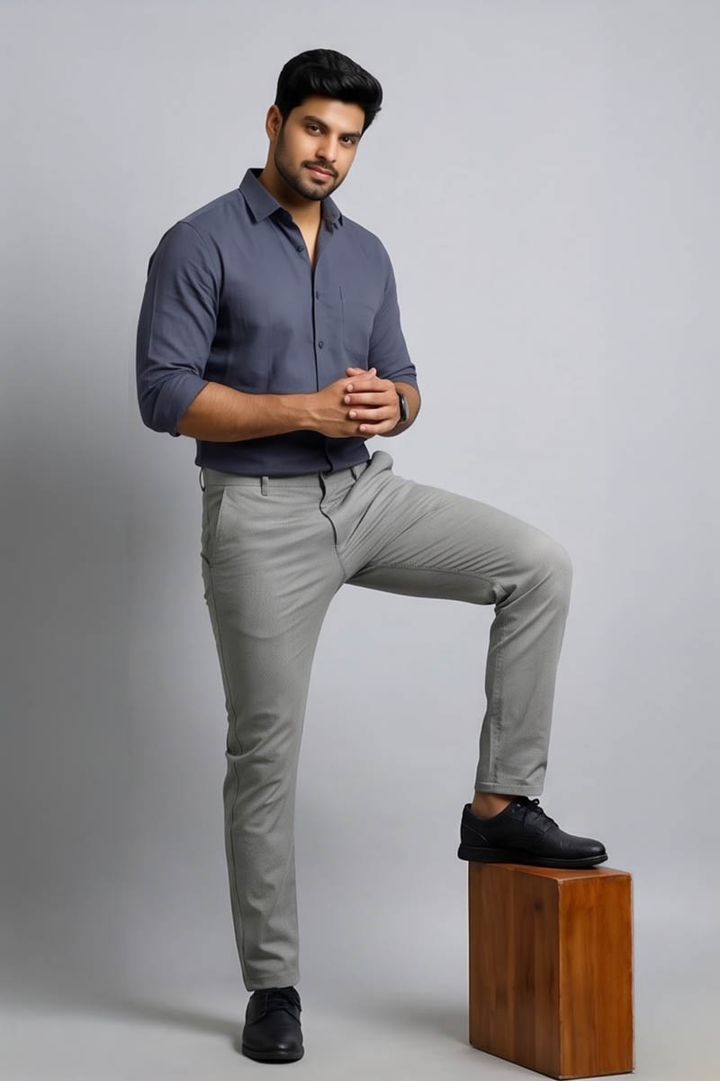 Elegant M-Grey Tailored Fit Pants - M-Grey - 4