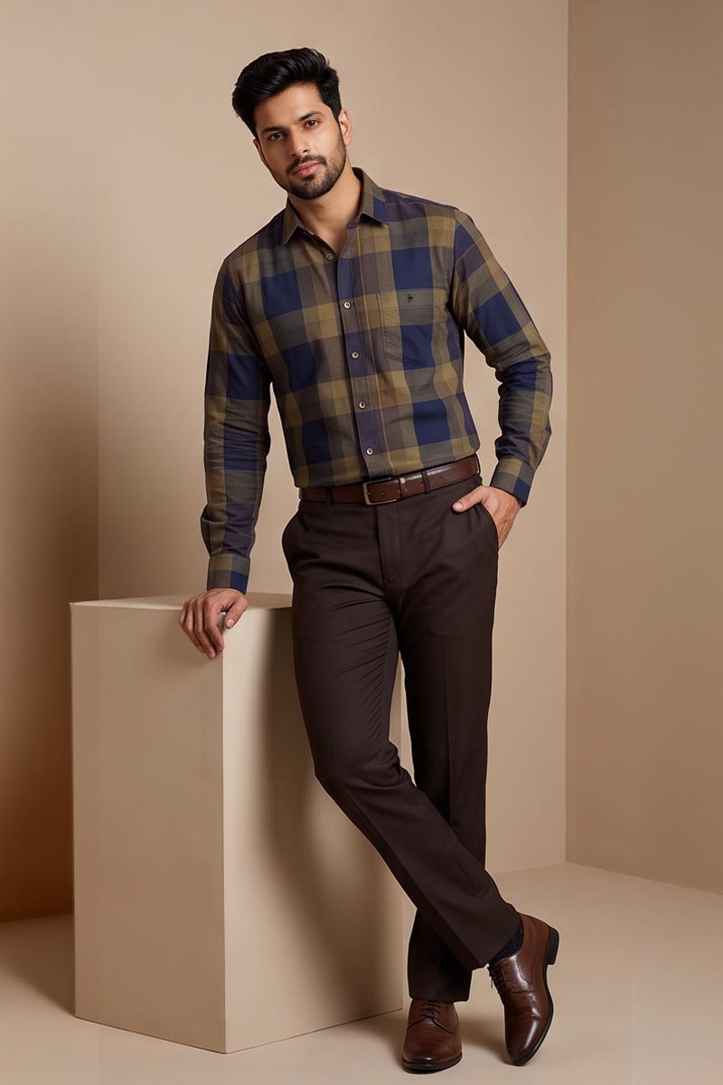 Walnut  Check Shirt - Brown - 5