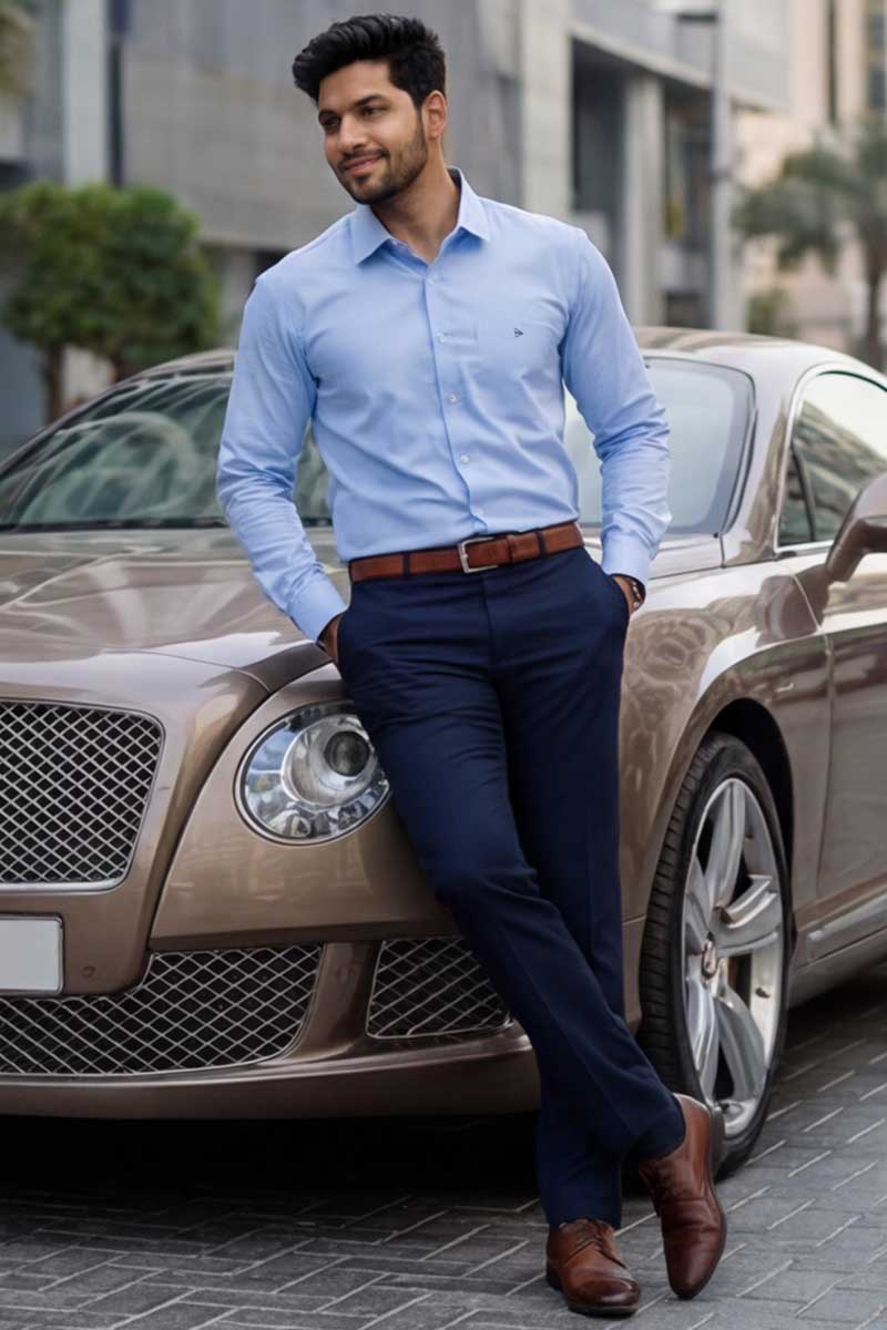 Classic Elite Formal Shirt – Light Blue (Slim Fit, Full Sleeve) - 5