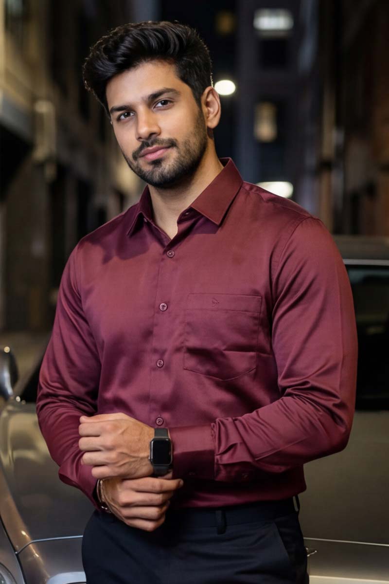 SmartEase Semi-Formal Shirt – Maroon - 3
