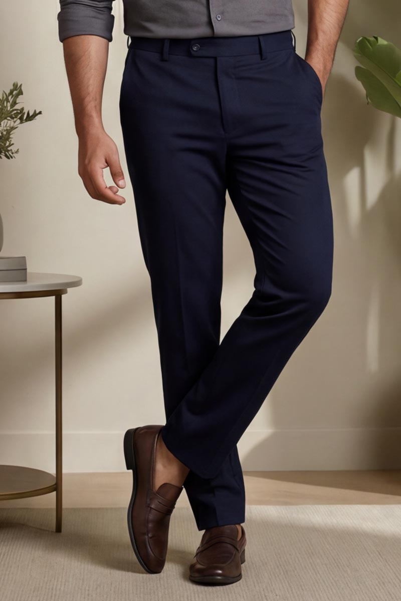 Men's Navy Slim-Fit Trousers - Navy