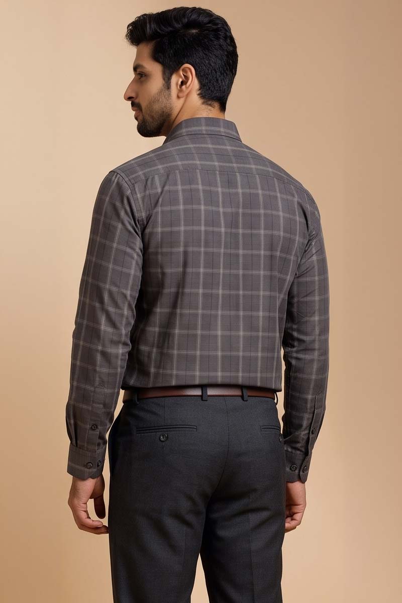 Premium Khaki Checked Shirt - Dark-Khaki - 6