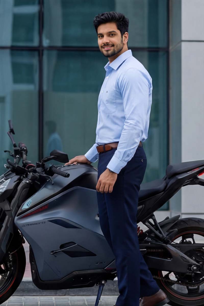 Classic Elite Formal Shirt – Light Blue (Slim Fit, Full Sleeve) - 3