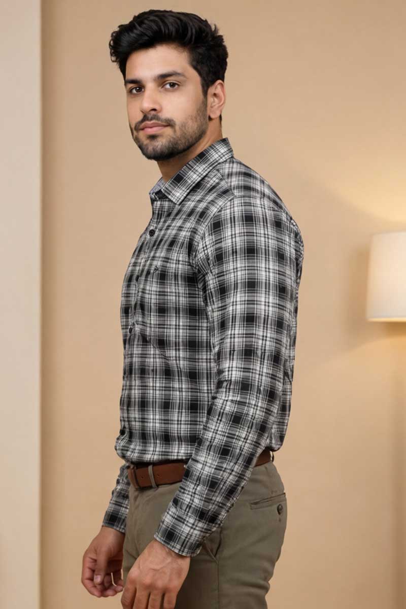 Cloud Ash Grey Plaid Shirt - Grey - 3