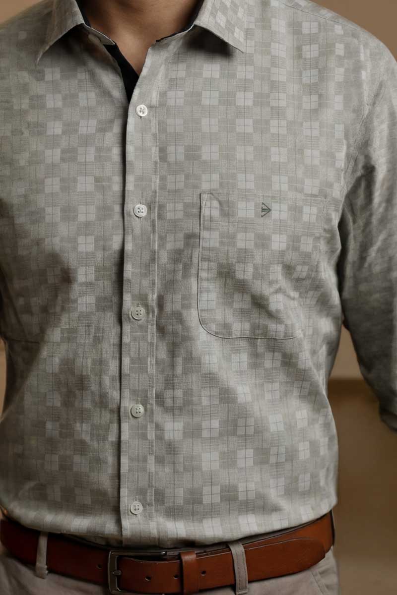 Soft Sage Green Plaid Shirt - L-Green - 4