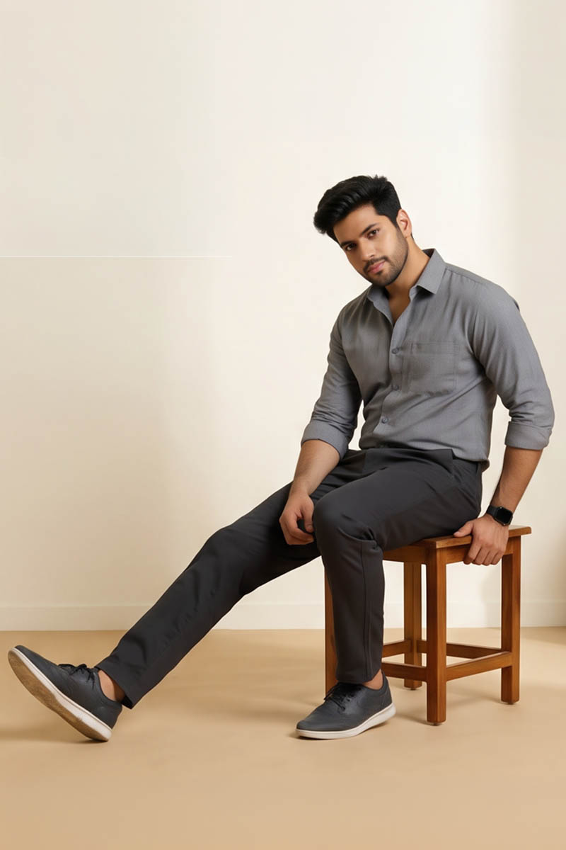 Urban Grey Smart Fit Pants - E- Grey - 5