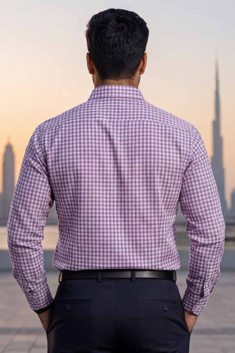 EcoLux Bamboo Cotton Shirt – Light Lavender Checks - 6