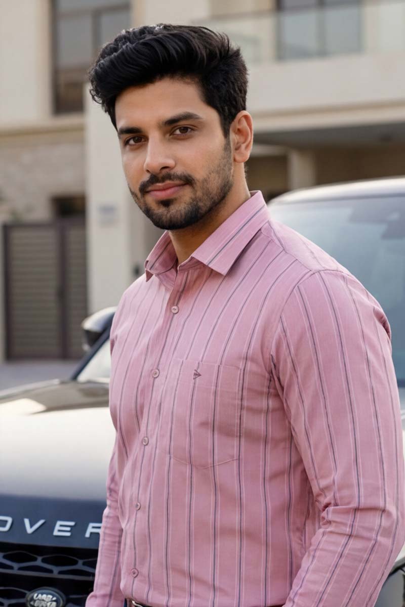 Urban Stripe Formal Shirt – Dark Pink (Smart Fit) - 3