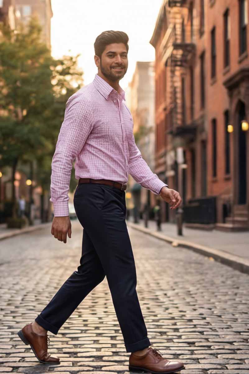 Pink Checks Formal Shirt (Smart Fit - Full Sleeves) - 4