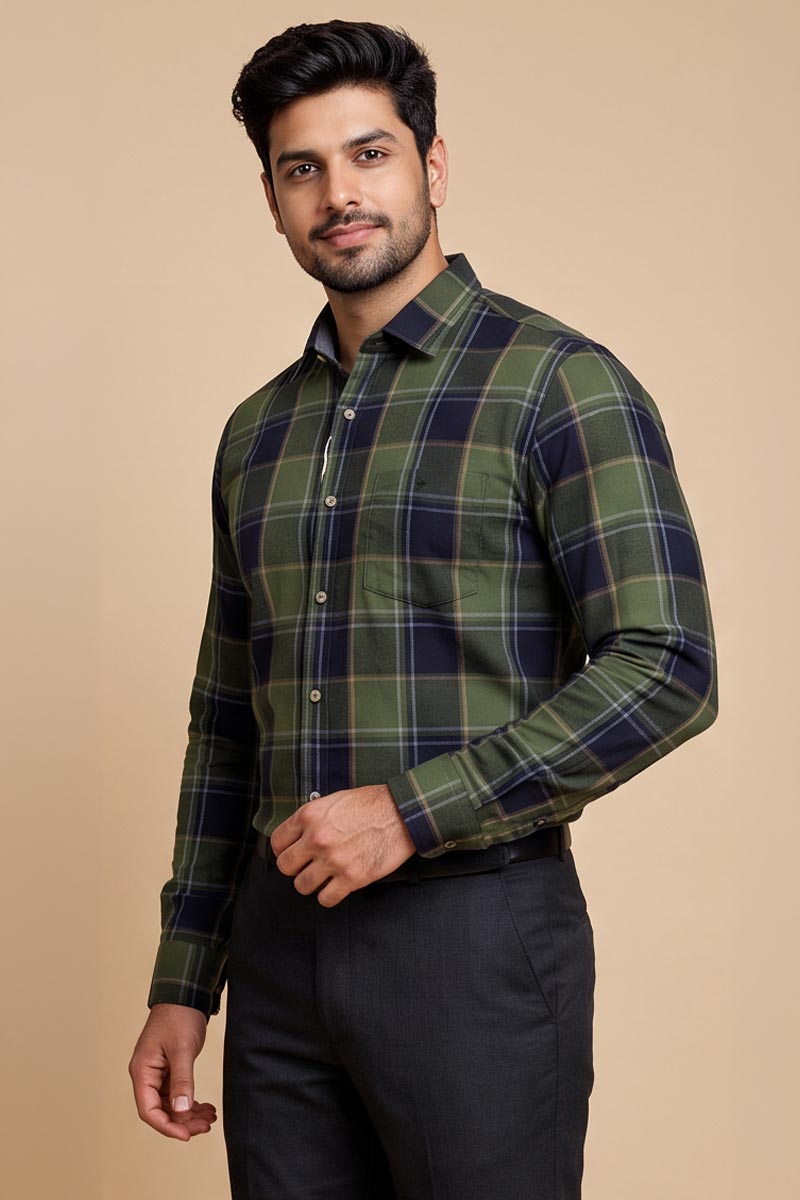 Evergreen Checked Shirt -Green - 2