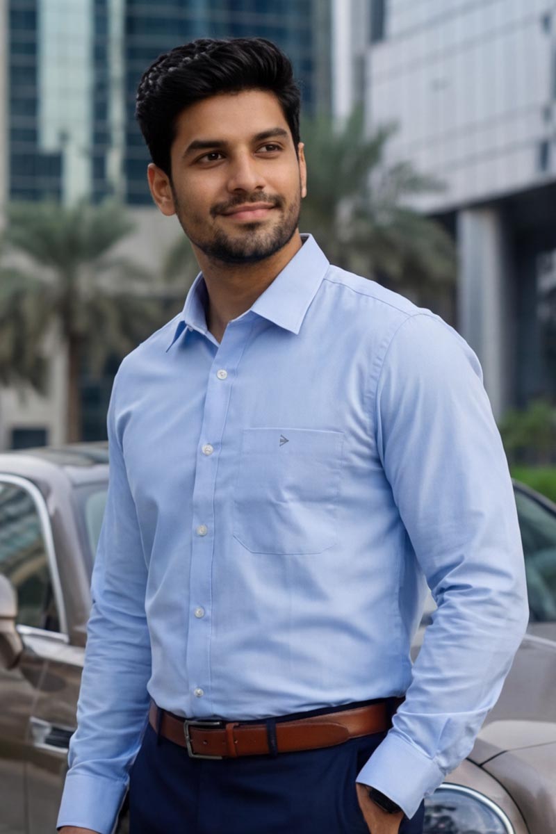 Classic Elite Formal Shirt – Light Blue (Slim Fit, Full Sleeve) - 2