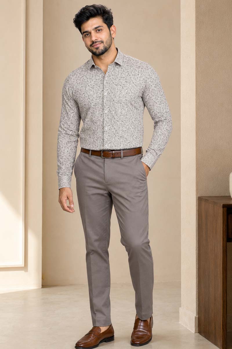 Grey Printed Casual Shirt - L-Onion