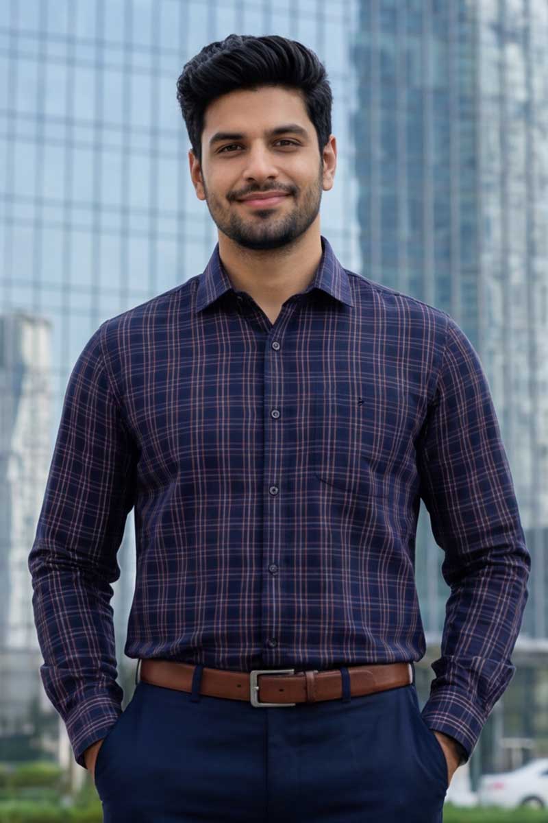 SHIRT Elegant Plaid Button-Down (PINK) - 5