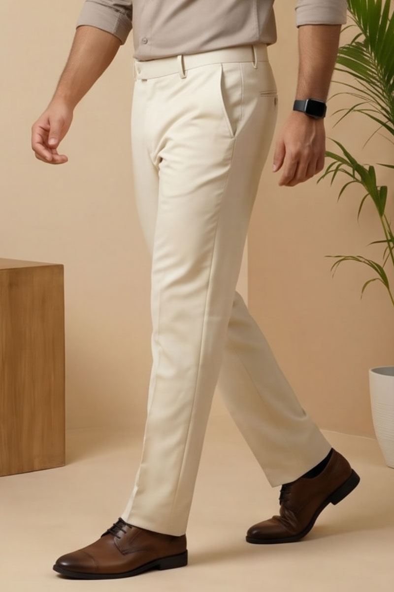 Classic Cream Office Pants - Cream - 5