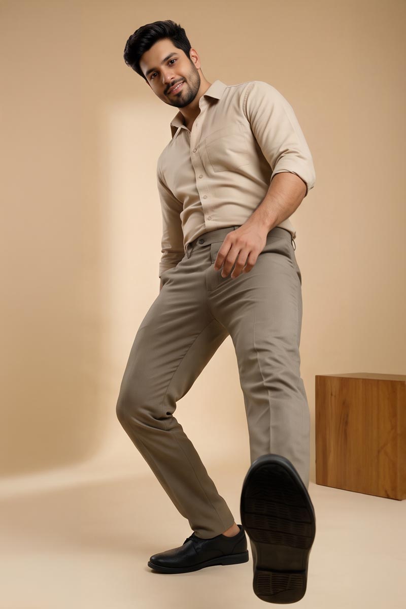 Elite Beige Formal Trousers - Beige - 4