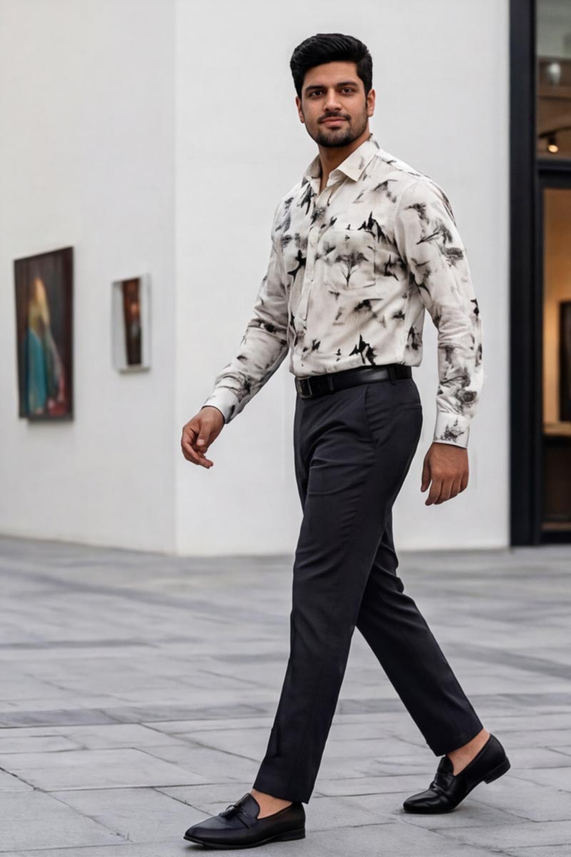 SHIRT - Urban Landscape Long Sleeve Shirt (GREY) - 4