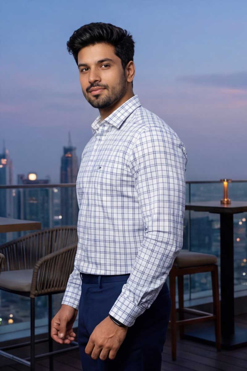 Essential Check Formal Shirt – White - 5