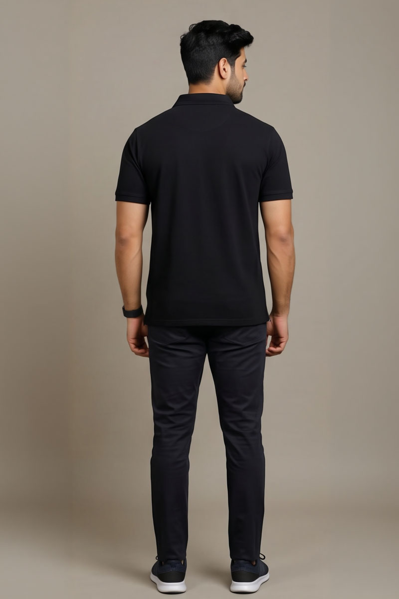 Smart Casual Black T-Shirt - Black - 6