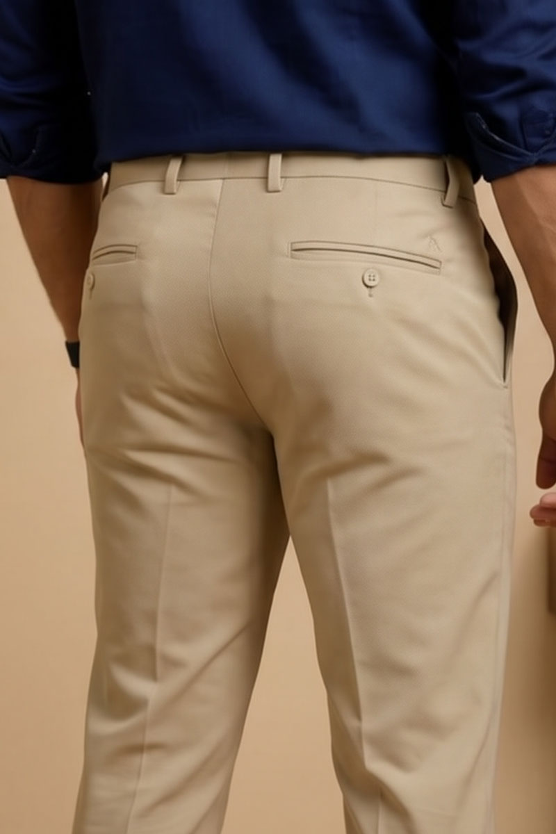 Modern Khaki Business Trousers - Khaki - 4