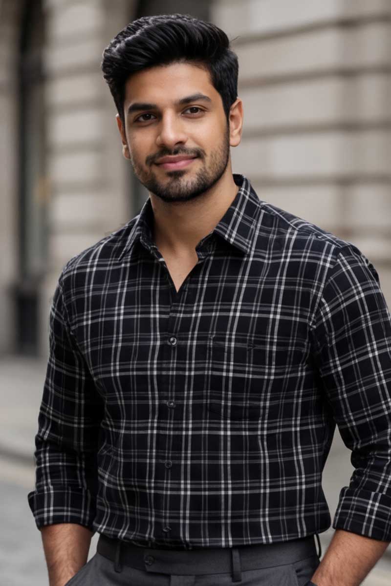 Black Checks Global Line Shirt (Smart Fit - Full Sleeves)_RGGL-1802 - 5