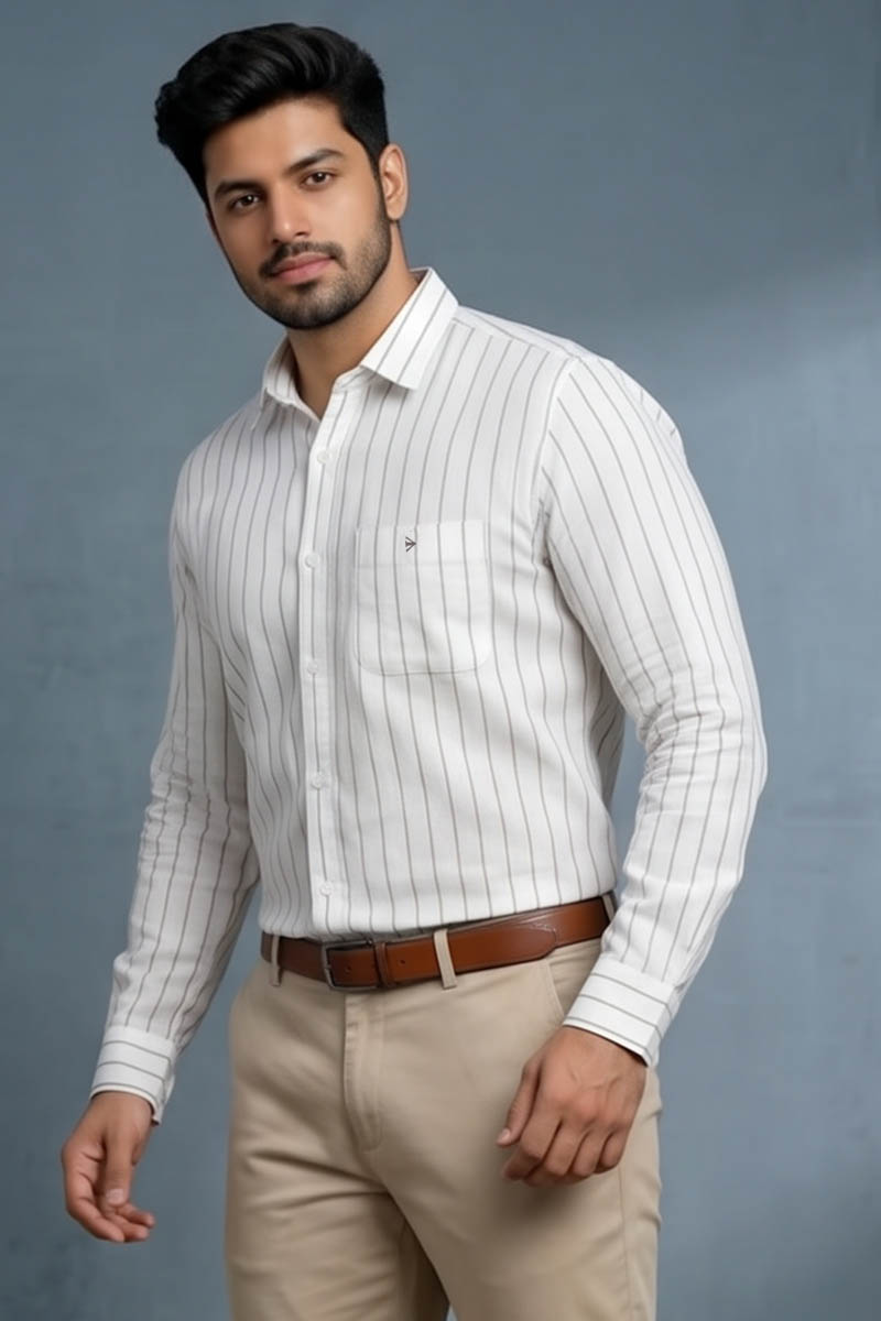 Walnut Stripe Shirt - Brown - 3