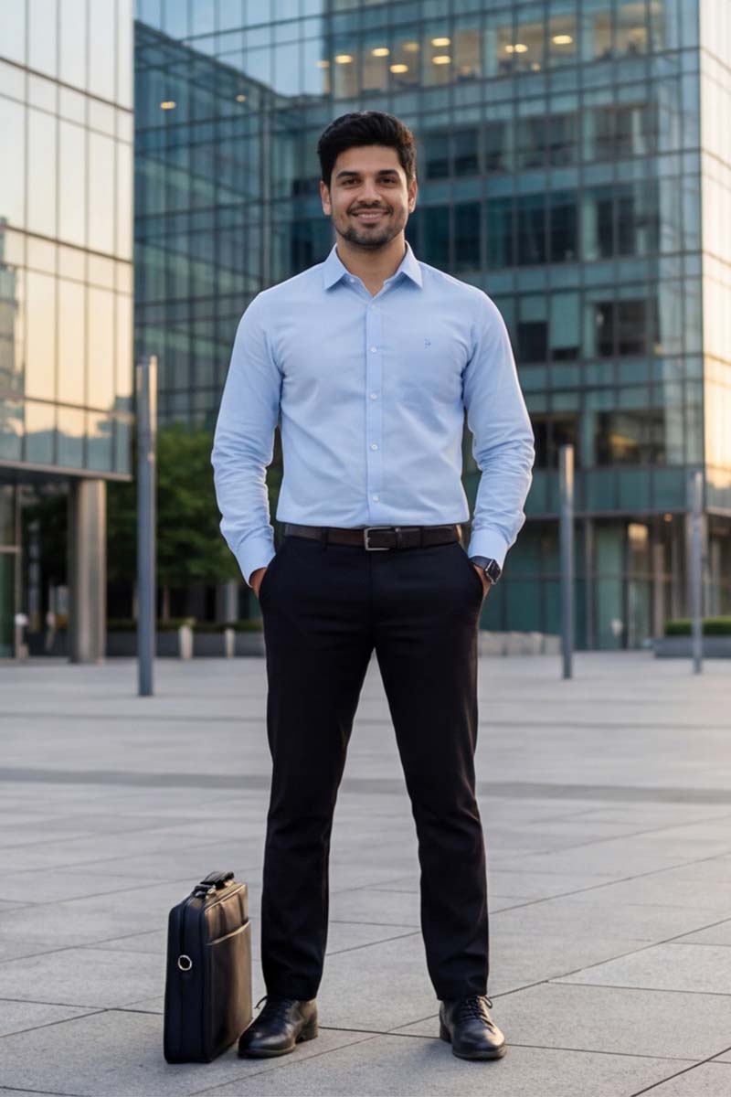 L-Grey Plain Formal Shirt (Smart Fit - Full Sleeves)_RBF-353