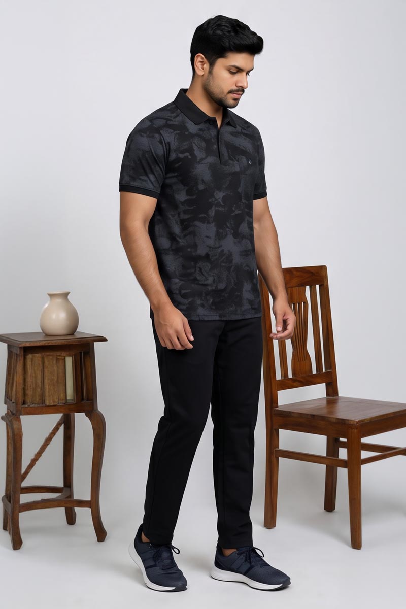 Elite Black Texture T-Shirt - Black - 3