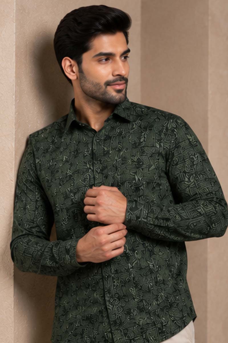 Men's Olive Green Exclusive Shirt - Green