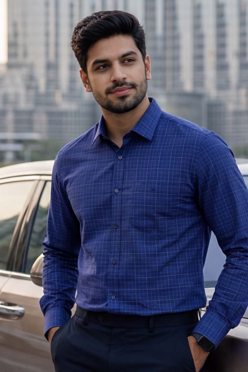 Metro Check Formal Shirt – Blue - 3