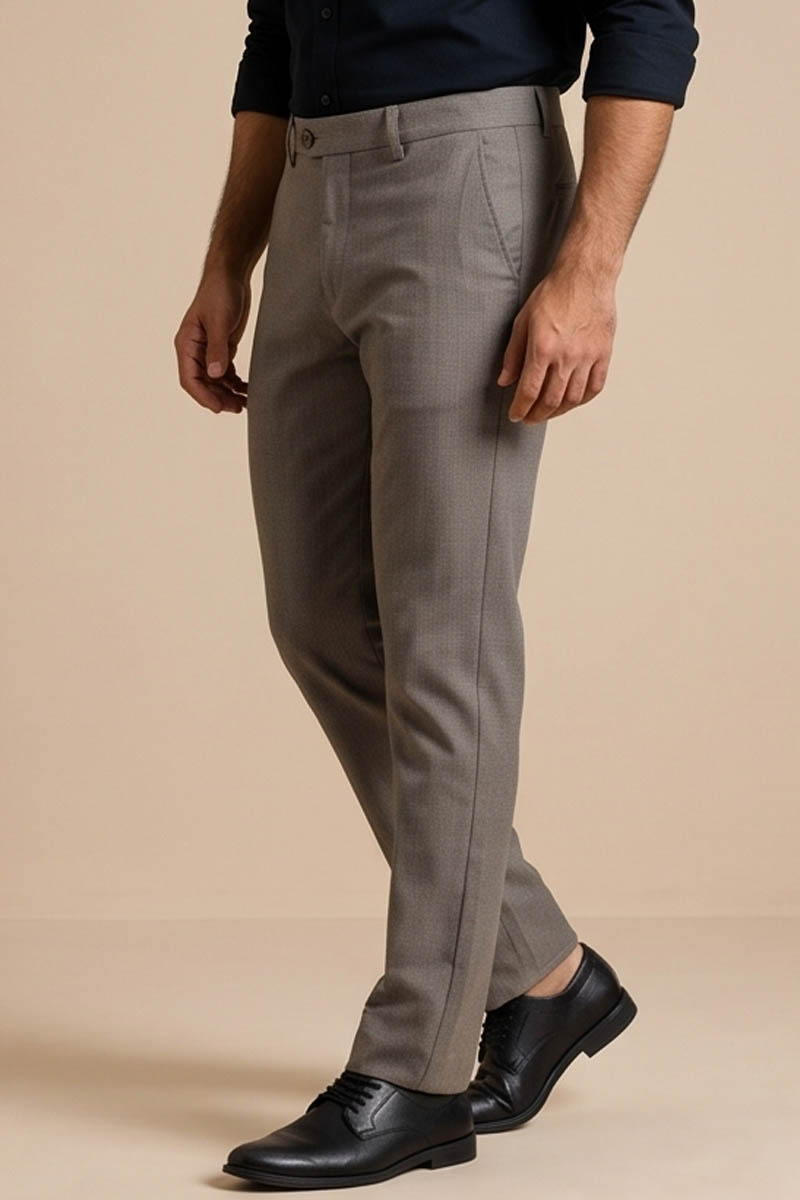 Elegant D-Grey Tailored Fit Pants- Dark-Grey - 3