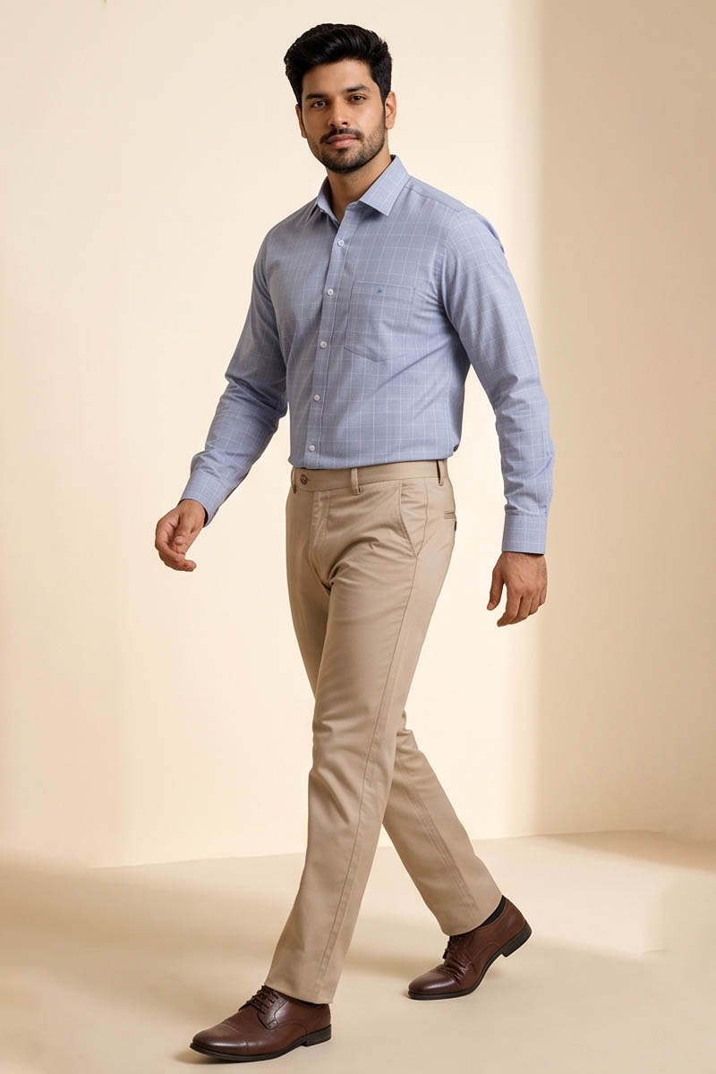 Classic Check Formal Shirt - Light Blue - 3