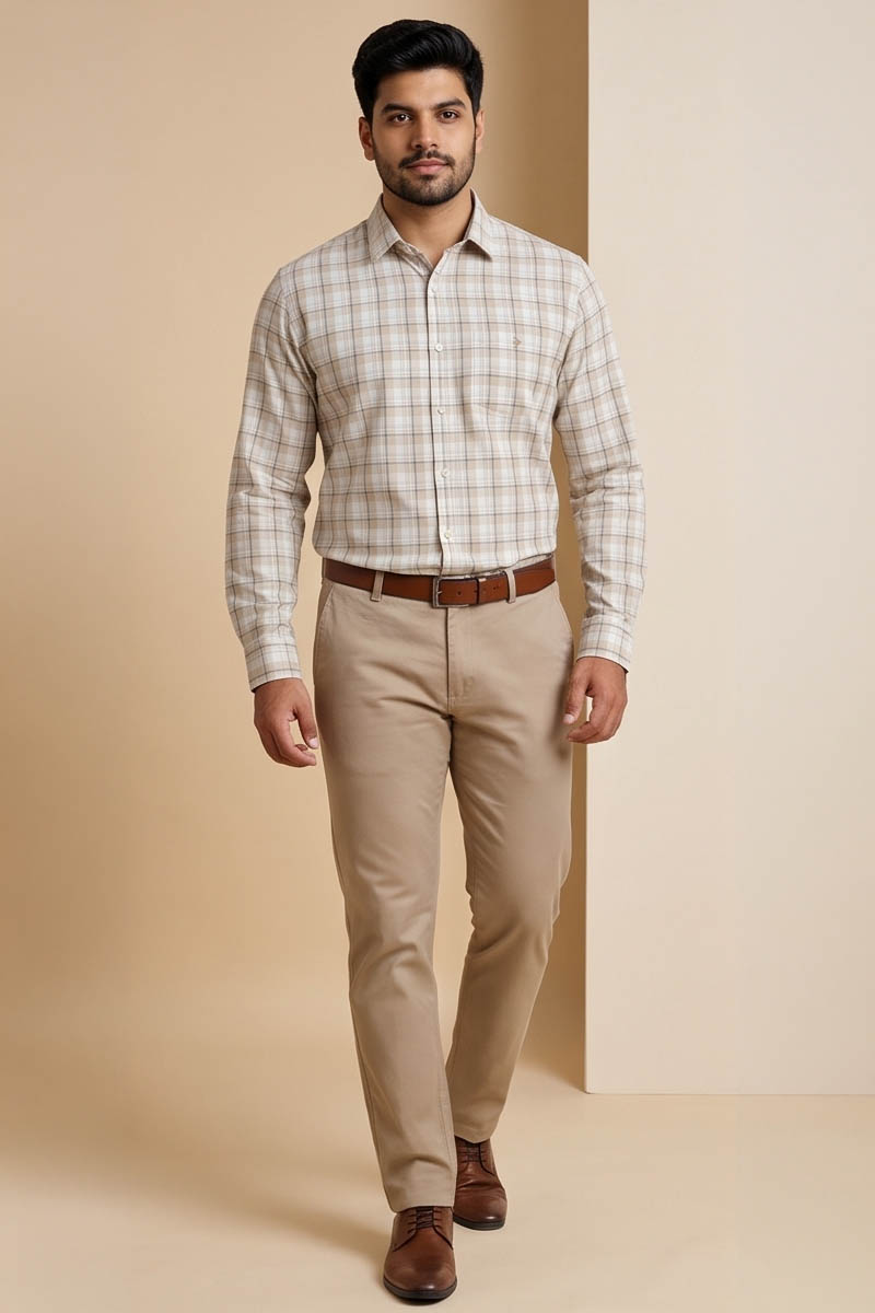 Premium Fawn Checked Shirt - Fawn - 2